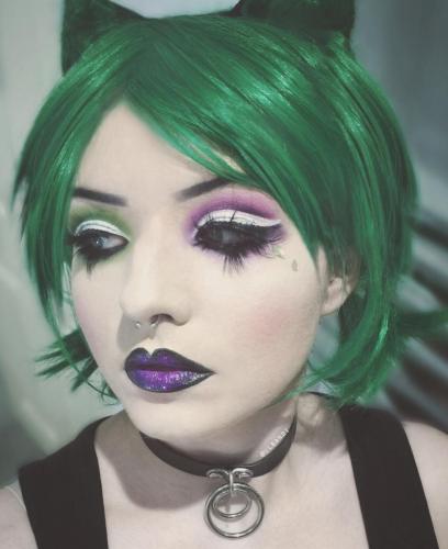 Green and purple makeup art